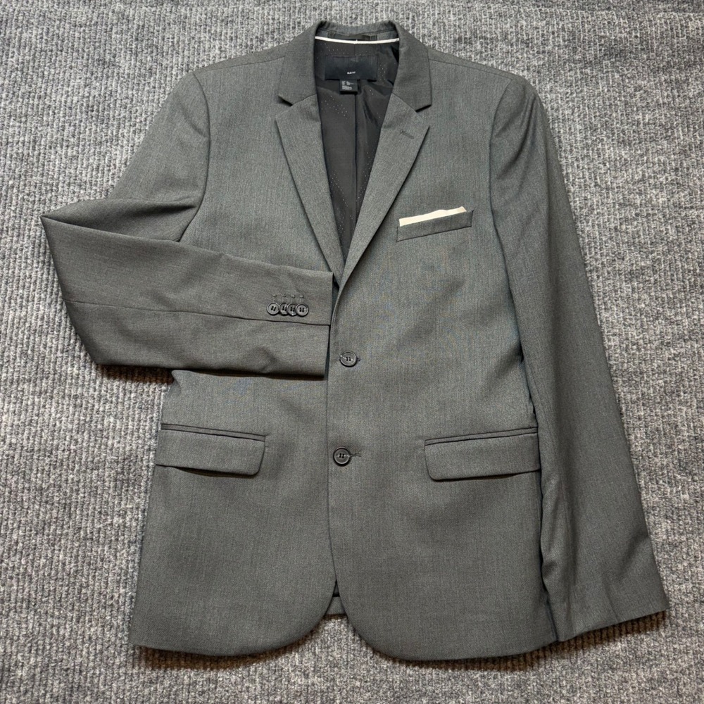 H&M Mens‎ 36R Gray Slim Fit Two Button Blazer Sport Coat Business Formal
